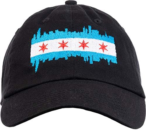 Градски флаг Чикаго Skyline | Бейзболна Шапка Чи Гордост За Мъже И Жени 312, Черна Шапка за Татко