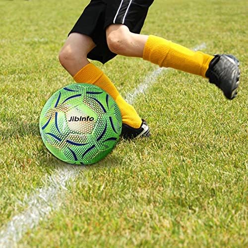 JibInfo Футболна топка с подсветка, Размер 5, Светещи в Тъмното Футболни Топки, Светещи Футболни топки за Дневни