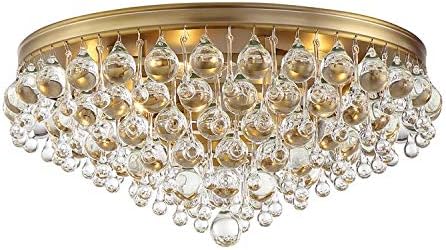 Потолочное определяне на Calypso 6 Crystal Light Сълза Живи Gold - на Тавана лампа за дневна, коридор, фоайе,