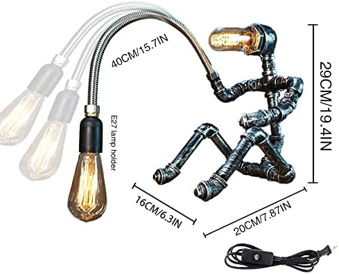 HAMOQI Steampunk Настолна Лампа Водопровод Робот Ретро Индустриален Стил Настолна Лампа за Прикроватного Кафе-Бар