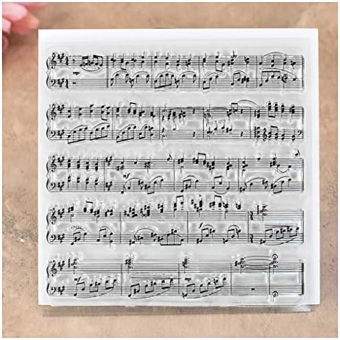 Клан Занаяти Фон Музикални Ноти Прозрачни Печати за Направата на Картички, Бижута и САМ Scrapbooking