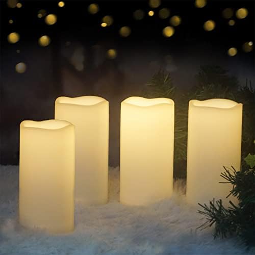 EZiKitchen 2 Опаковки 6 Улични Свещи на Батерии с Таймер, Беспламенные Led Искрящи Свещи, Водоустойчива Декоративна Електрическа Свещ на Стълб за Сватбени Партита, Домаше?