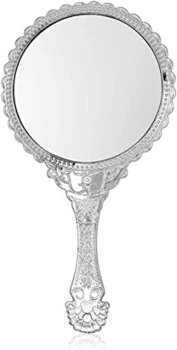 Ръчно Огледало TYU 11,5 Инча, Ръчно Огледало с дръжка, Джобно Огледало, Пластмасово Кръгло Огледало за Лична