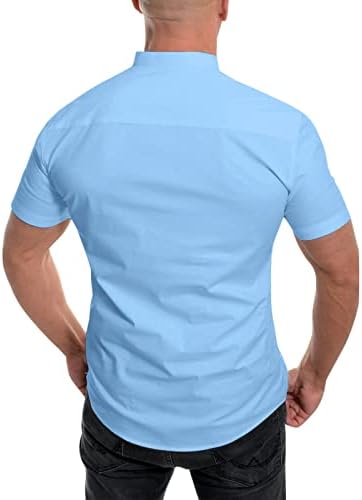 YangqiGY Мъжка Риза с копчета и Къс Ръкав, Риза за Боулинг за Мъже, Риза за мъже Голям и Висок Растеж, Однотонная Ежедневни Тениска