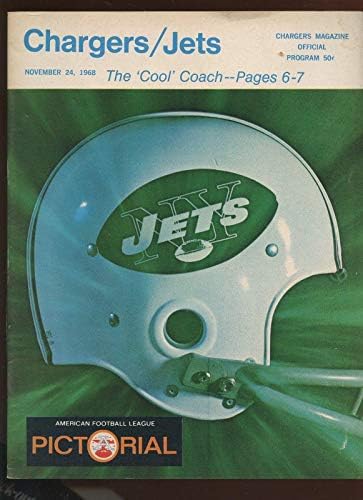 24 Ноември 1968 г. Програма AFL Ню Йорк Джетс в Сан Диего EX+ - Програма NFL